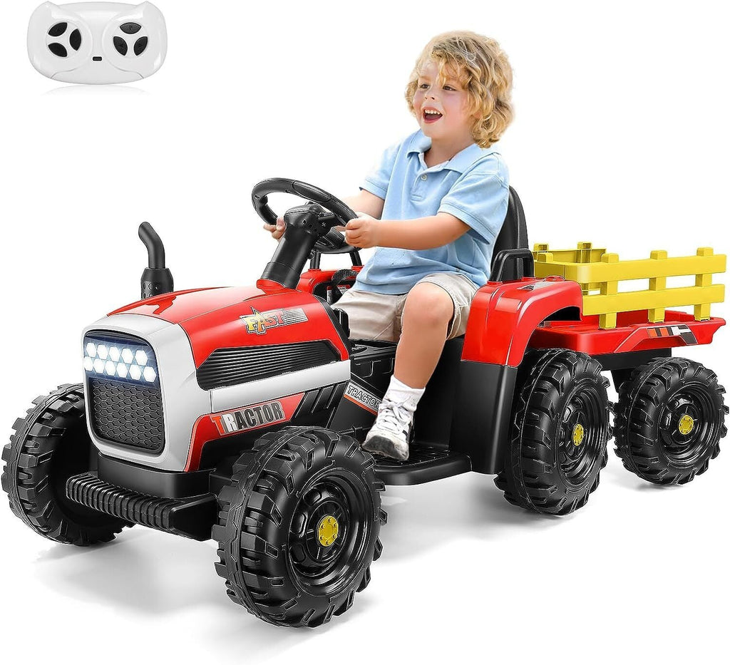 Electric Kids Ride-On Tractor with Trailer - Perfect Toddler Toy Gift
