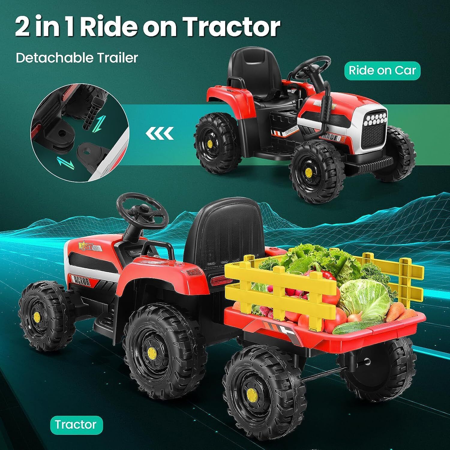 Electric Kids Ride-On Tractor with Trailer - Perfect Toddler Toy Gift