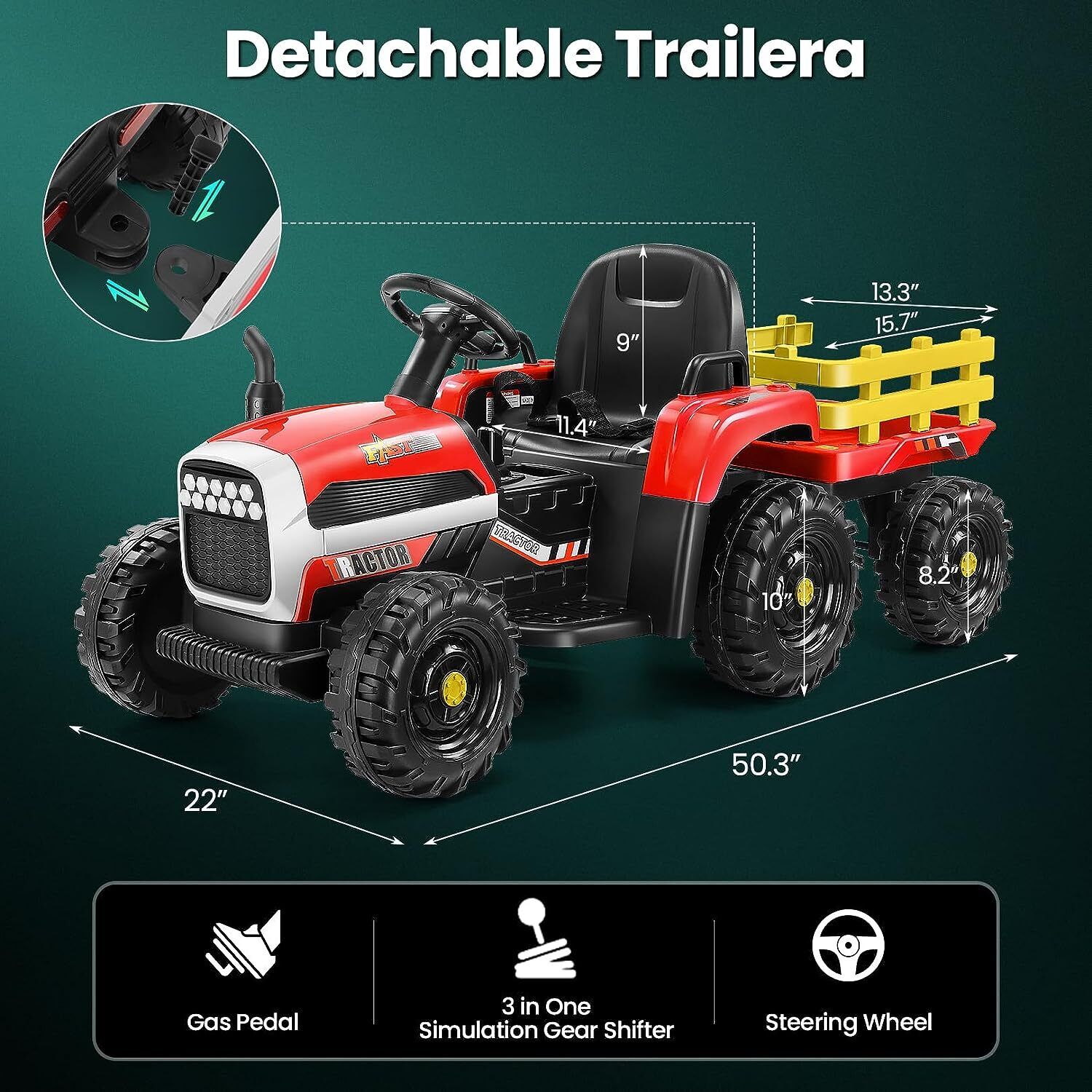 Electric Kids Ride-On Tractor with Trailer - Perfect Toddler Toy Gift