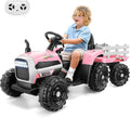 Electric Ride-On Tractor Toy with Trailer and Remote Control for Kids (12V)