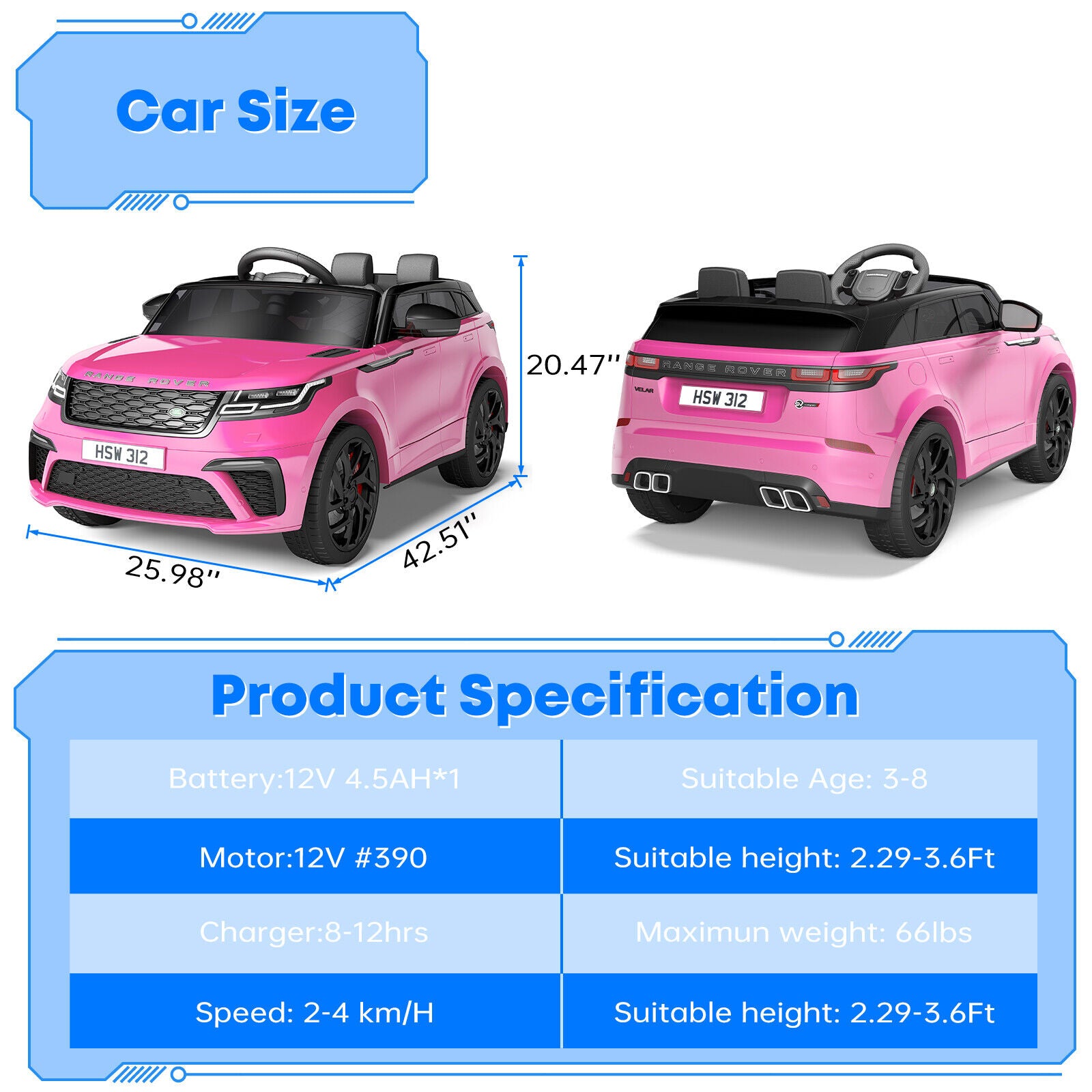 12V Battery Remote Control Ride on Truck Car Toy with MP3 Player for Kids