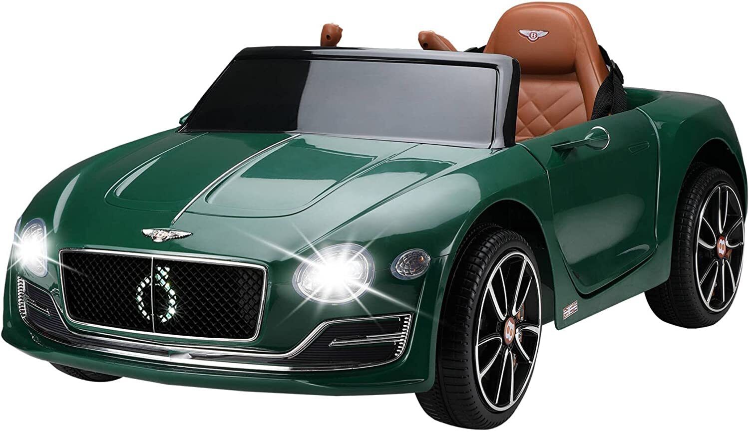 Licensed Bentley Style 12V Electric Ride-On Car with Remote Control and LED Lights - Green