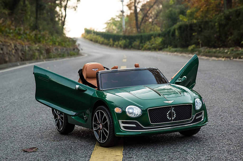 12V Electric Bentley Style Kid Ride-On Car with Remote Control and LED Lights in Green