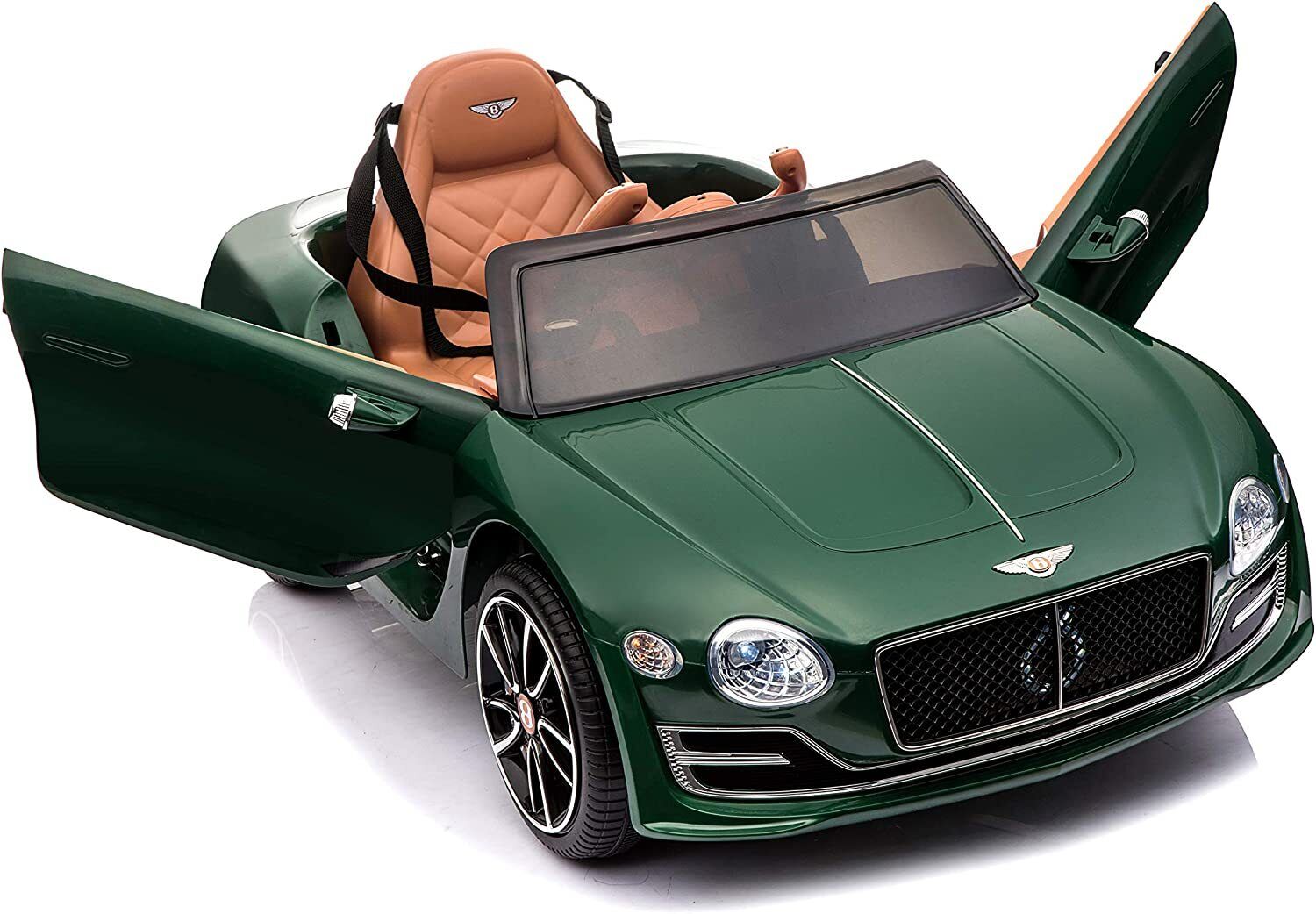 12V Electric Bentley Style Kid Ride-On Car with Remote Control and LED Lights in Green