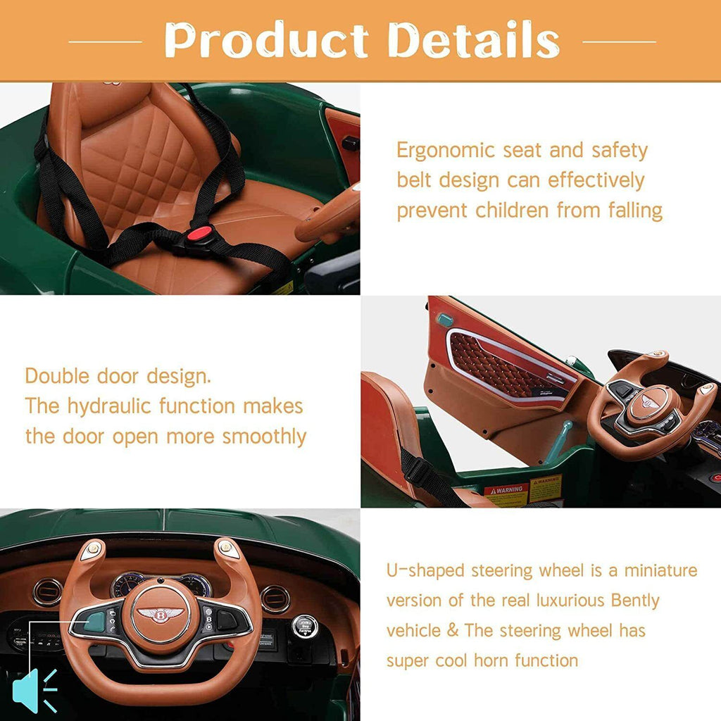 Licensed Bentley Kids Electric Ride On Car with Remote Control - Perfect Gift for Young Drivers!