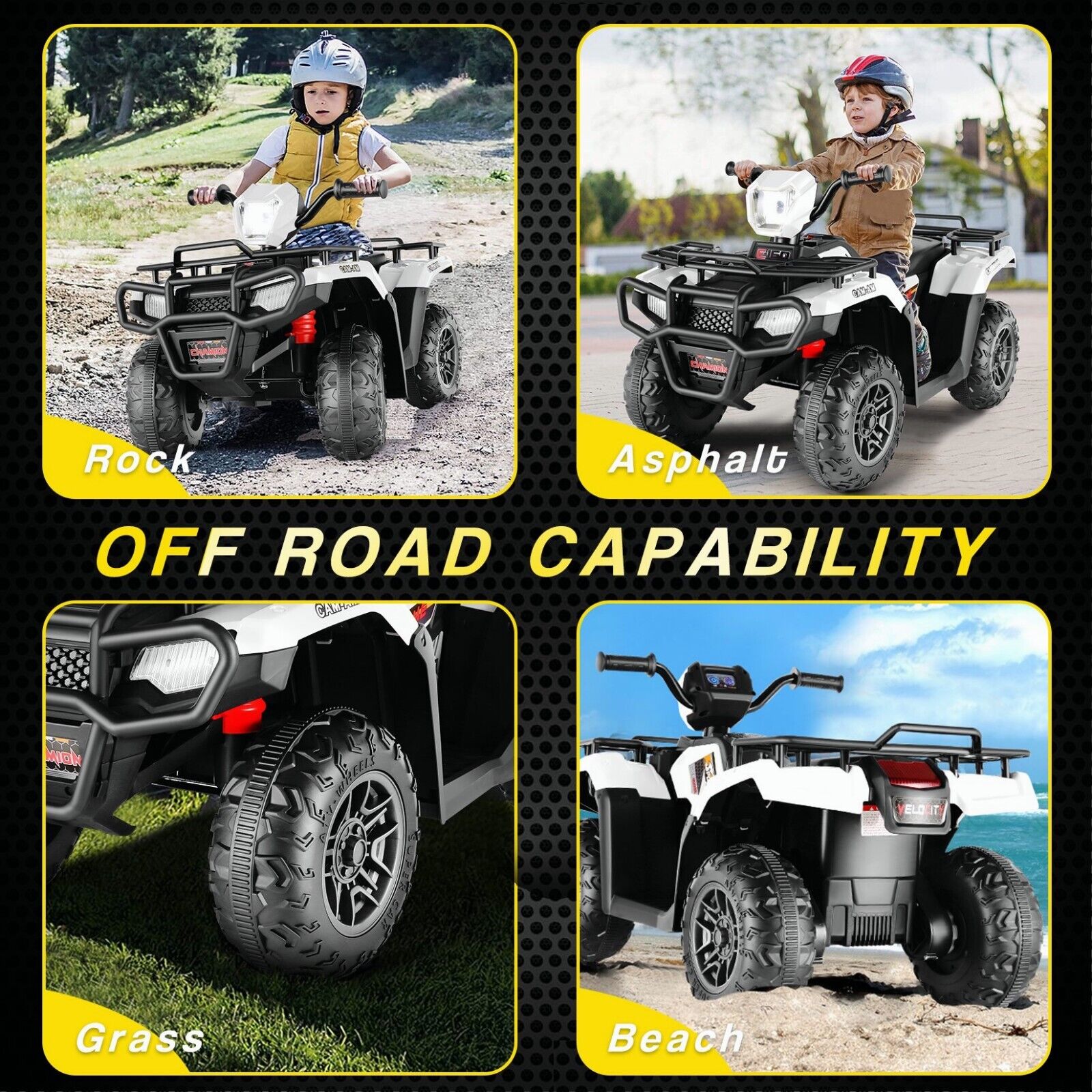Electric 4-Wheeler Quad for Kids with 12V Battery and Dual 30W Motors