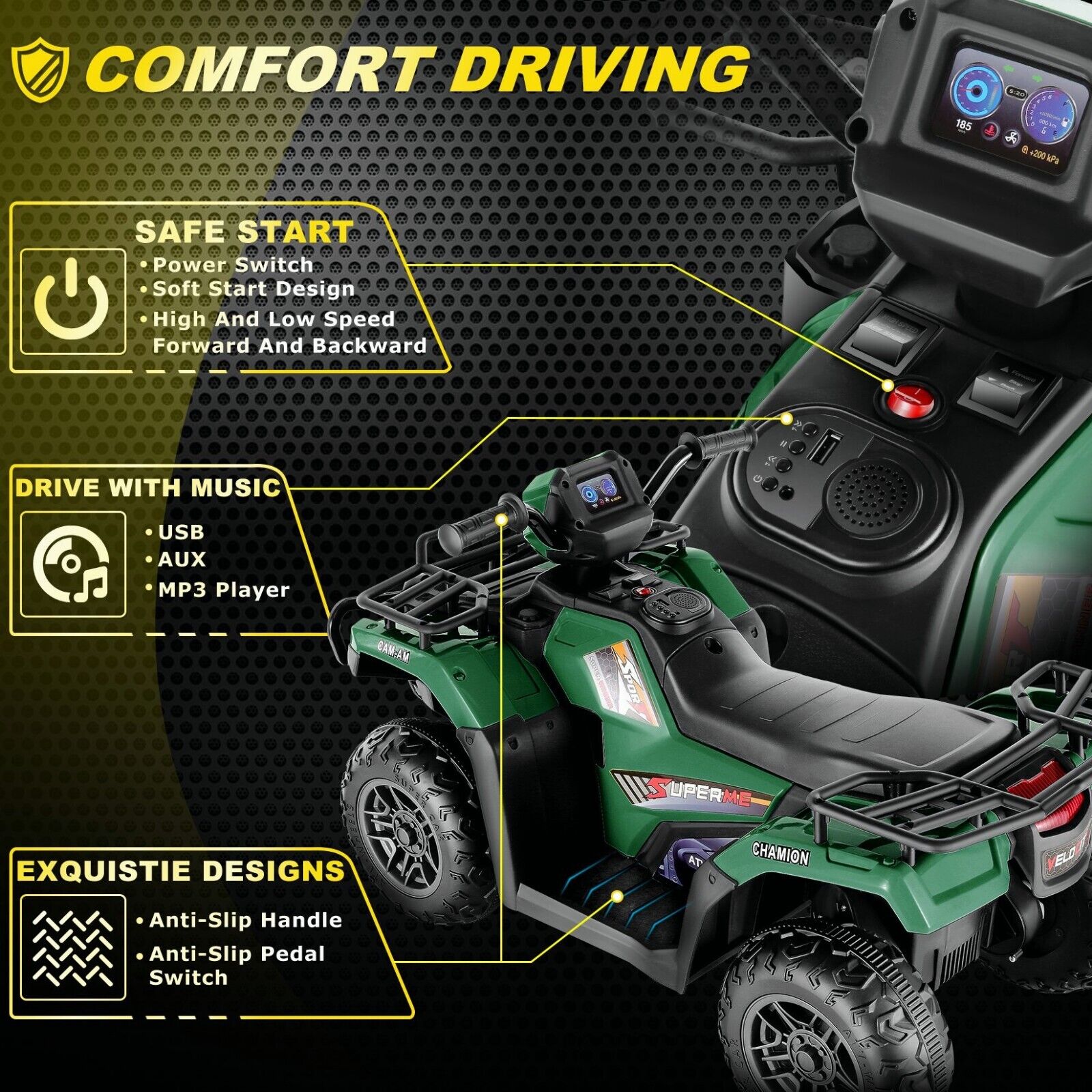 12V Battery Powered Electric ATV Quad Ride-On Car for Kids - Fun and Adventure on Wheels!