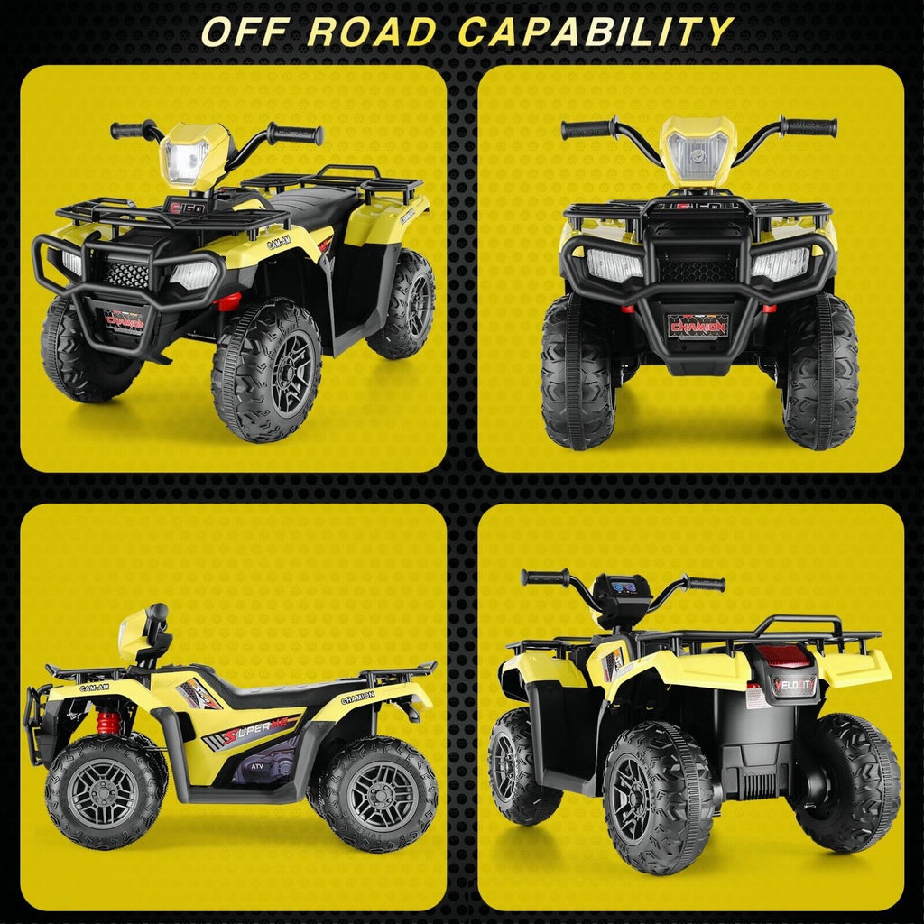 12V Quad for Kids with LED Lights and Dual Speed Options