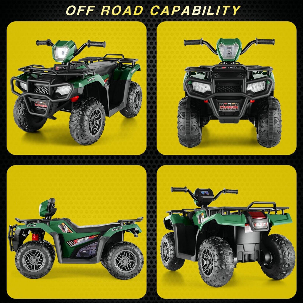12V Quad for Kids with LED Lights and Dual Speed Options
