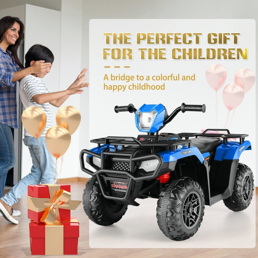 12V Quad for Kids with LED Lights and Dual Speed Options