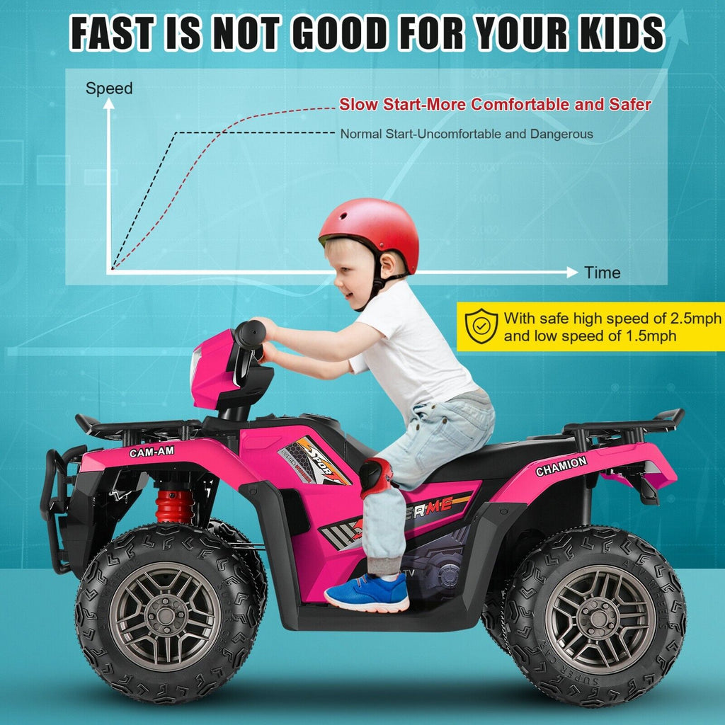 12V Electric Ride-On ATV Toy Car with USB/MP3, 4 Wheels for Kids Ages 3-6