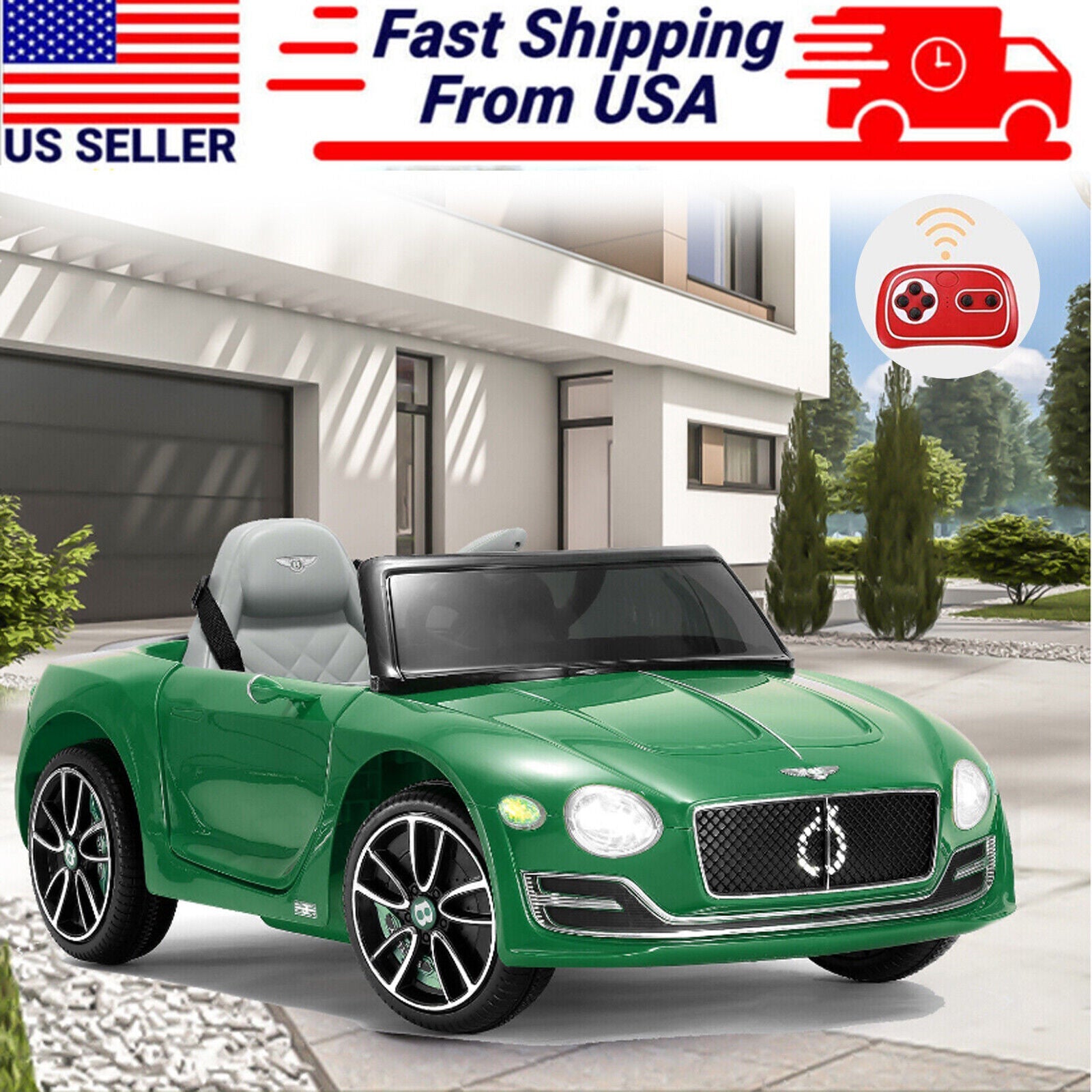 12V Electric Bentley Style Kid Ride On Car with Remote Control and LED Lights