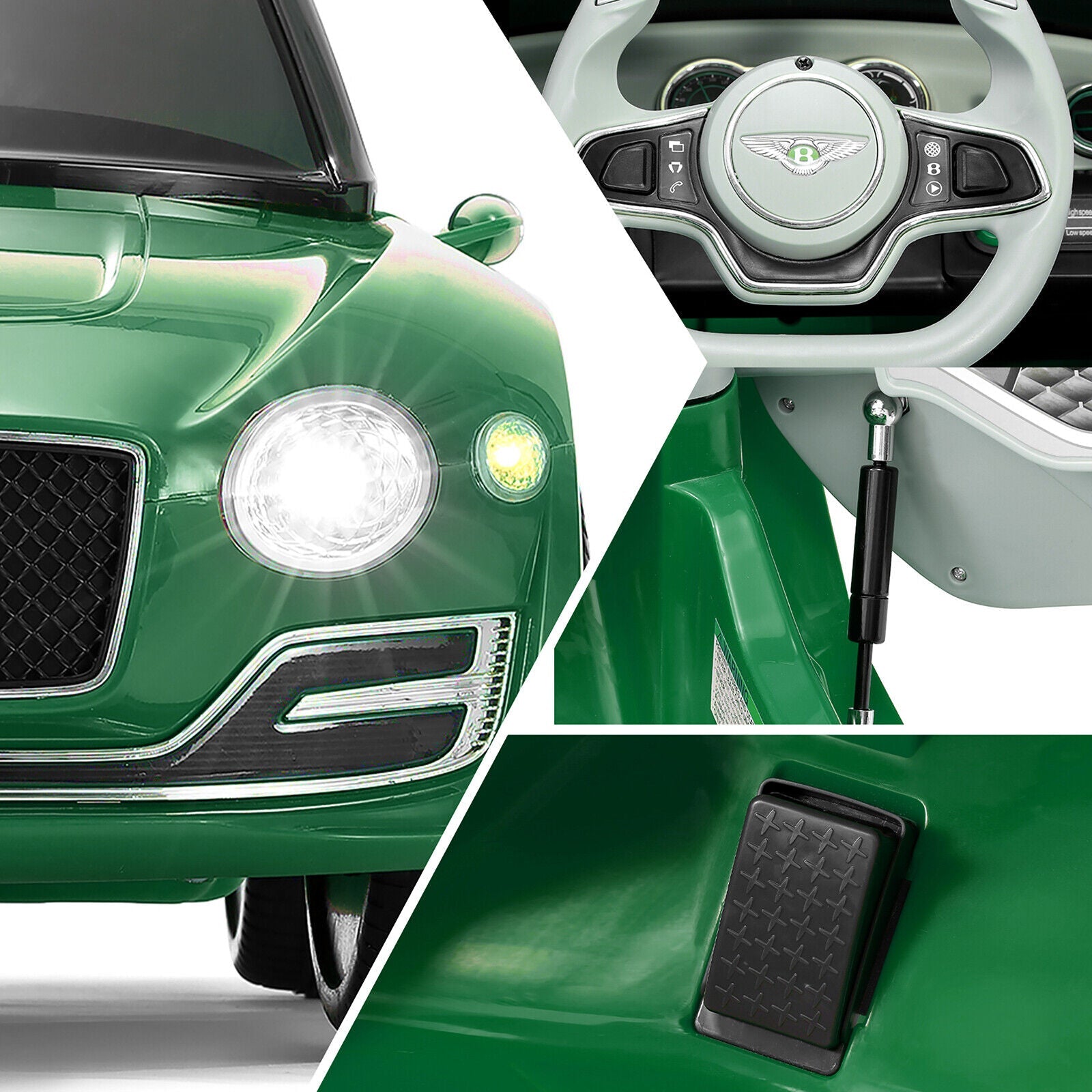 12V Electric Bentley Style Kid Ride On Car with Remote Control and LED Lights