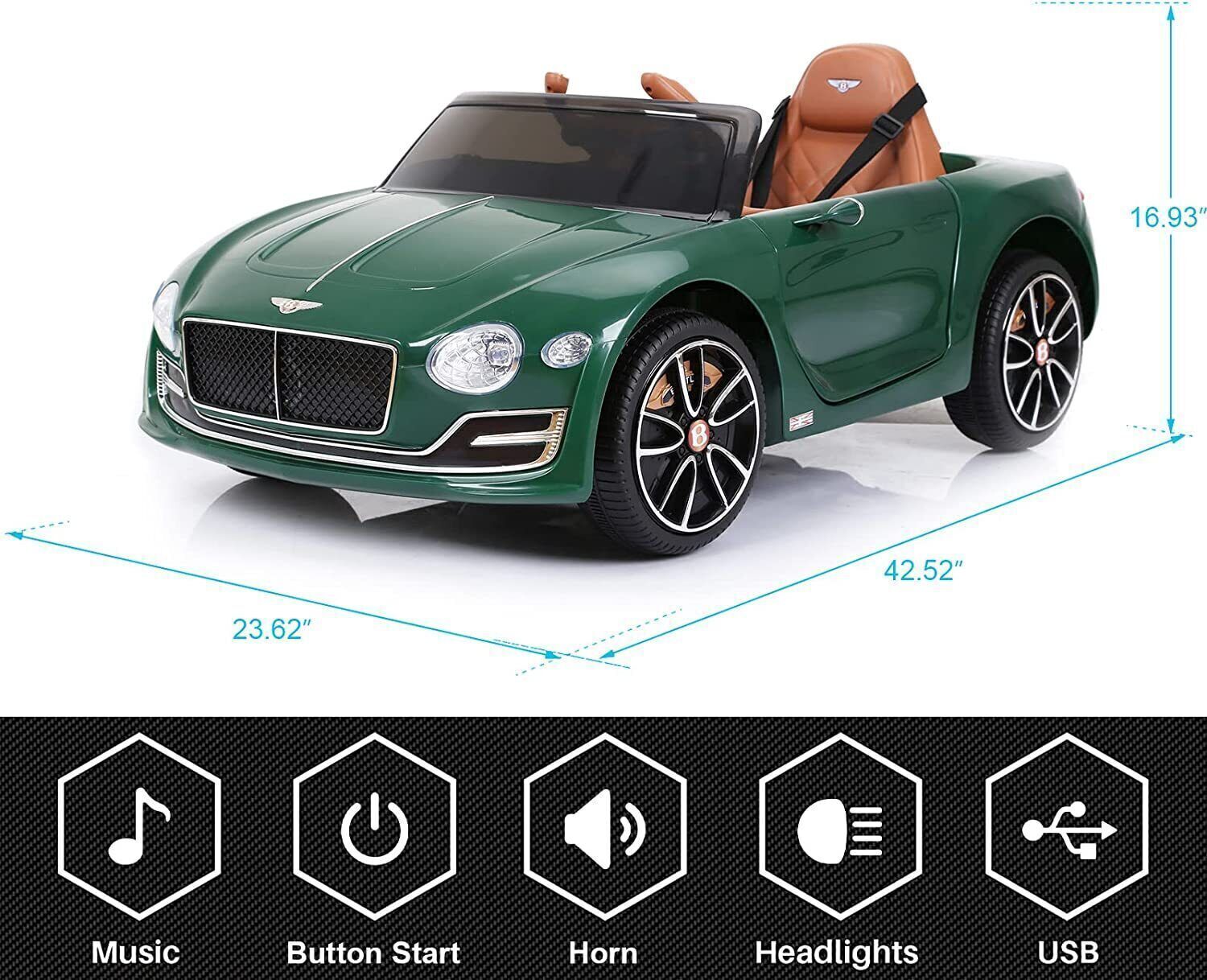 Licensed Bentley Style 12V Electric Ride-On Car with Remote Control - Battery Powered