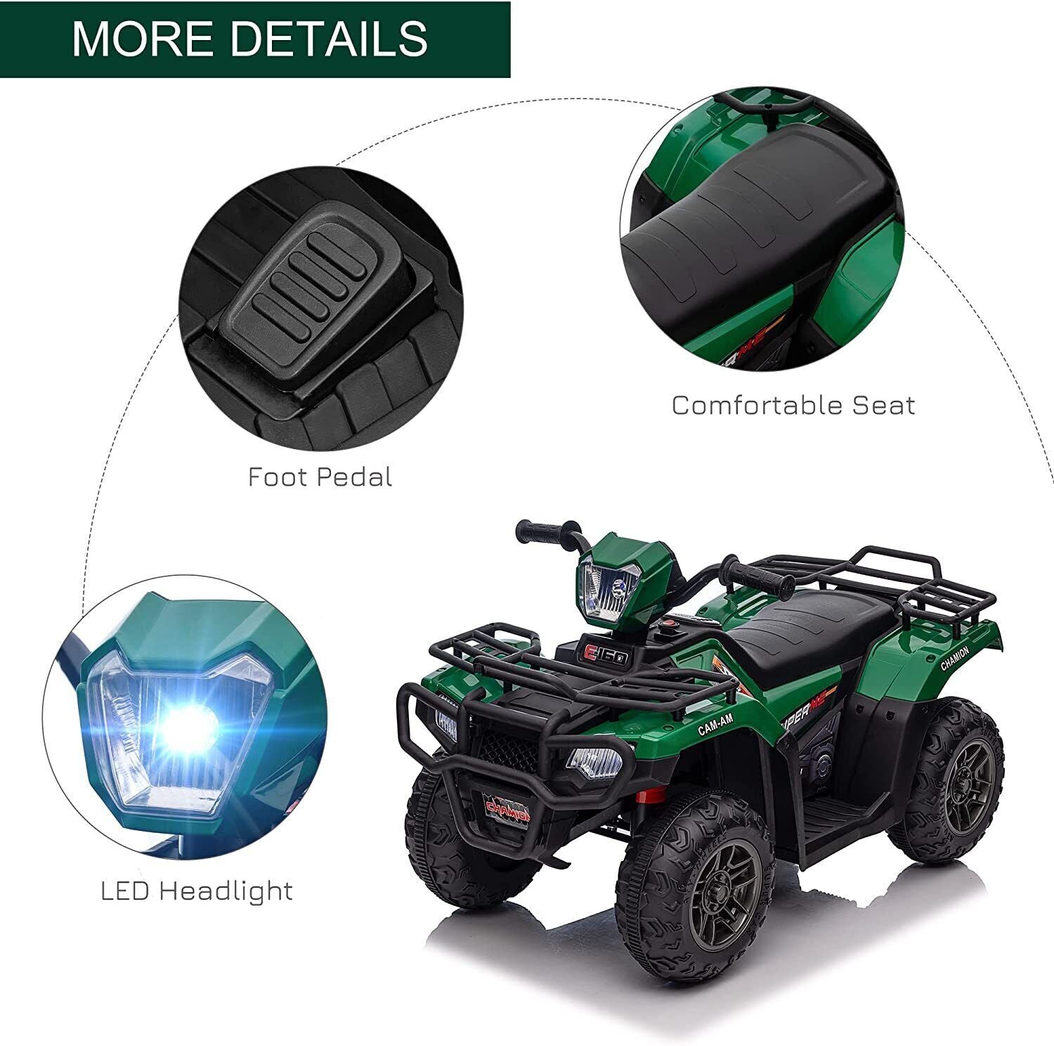 12V Electric ATV Quad for Kids Ages 3-6 in Sleek Black Design