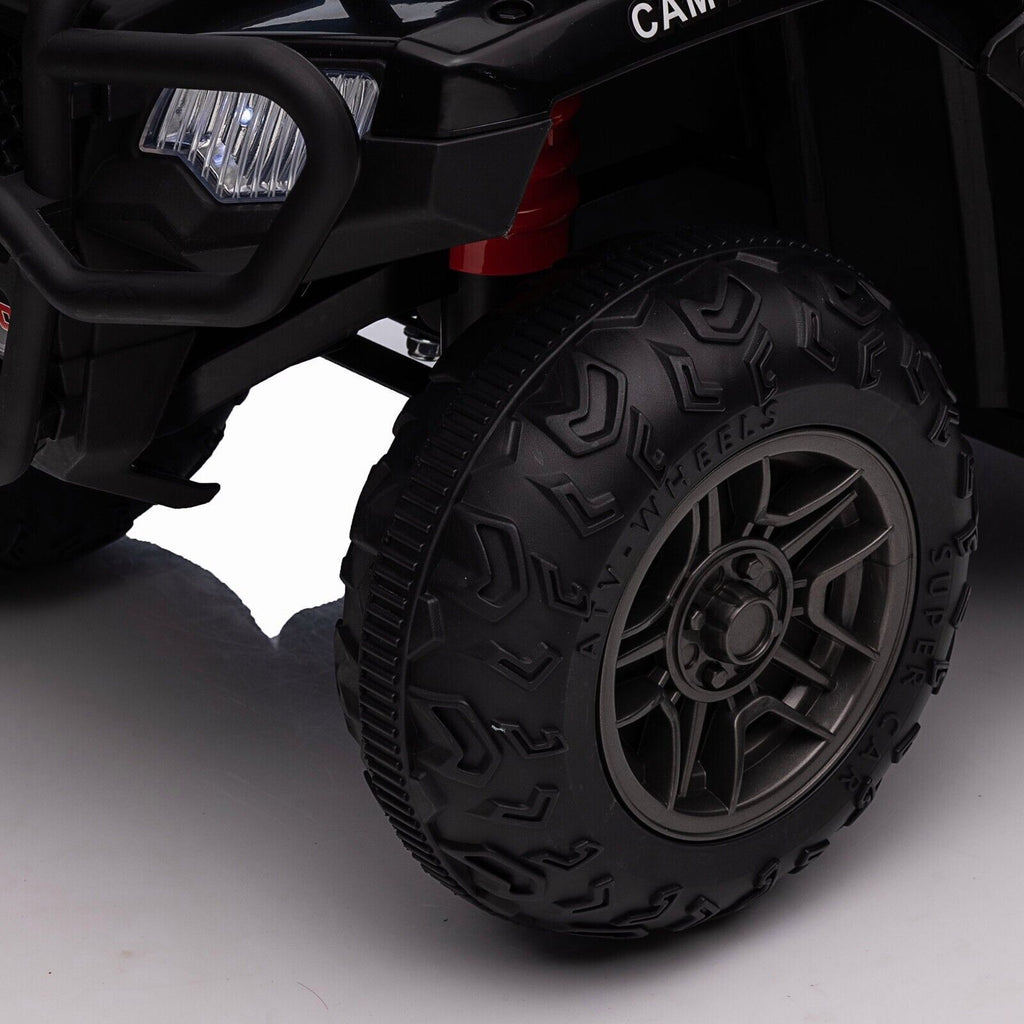 12V Electric Ride-On ATV for Kids 3-6 Years Old - Black Quad Truck with Battery Power