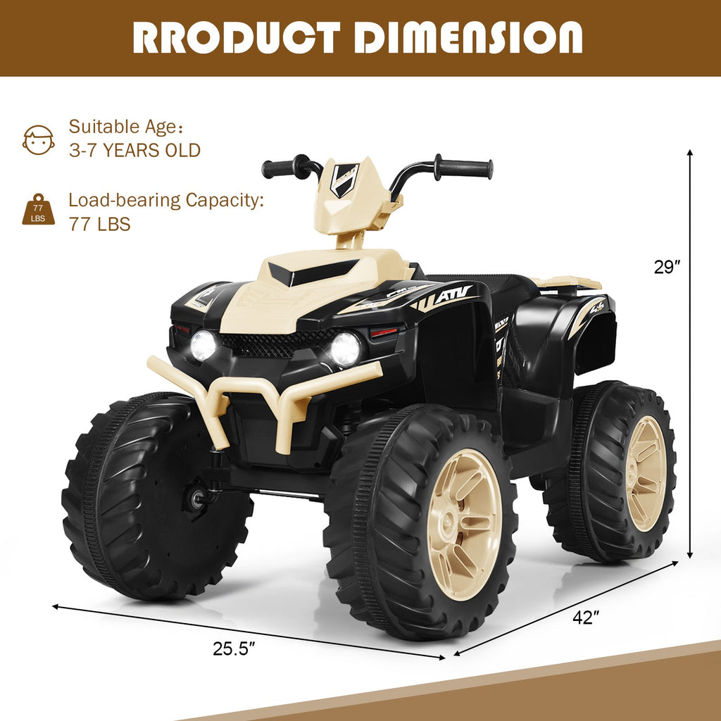 12V Electric Kids Quad ATV Ride On Car with LED Lights - The Perfect Ride for Your Little One!