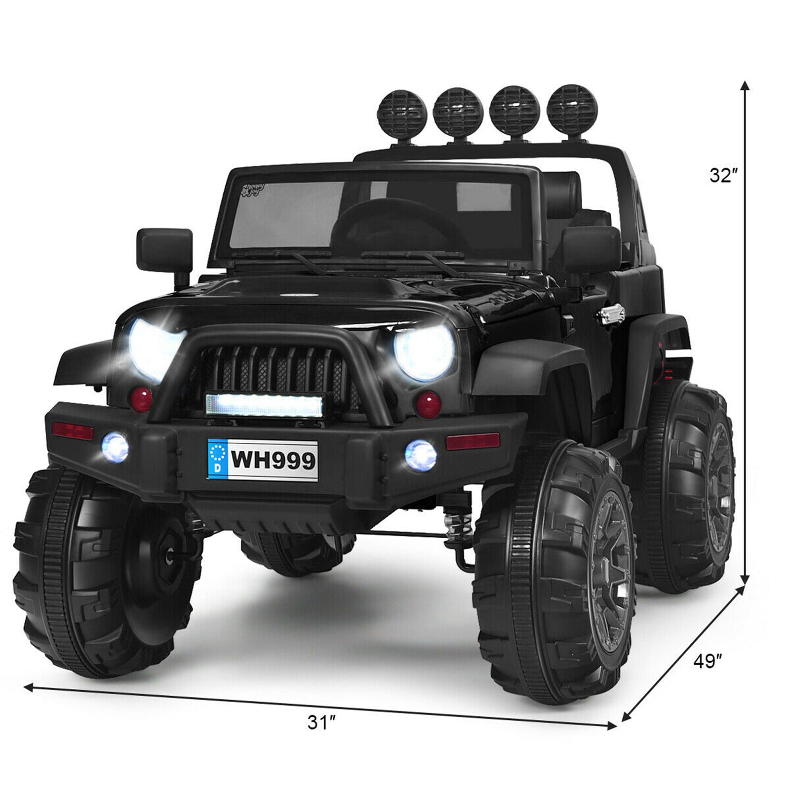 12V Electric Kids Ride-On Truck with MP3 and Remote Control - Black