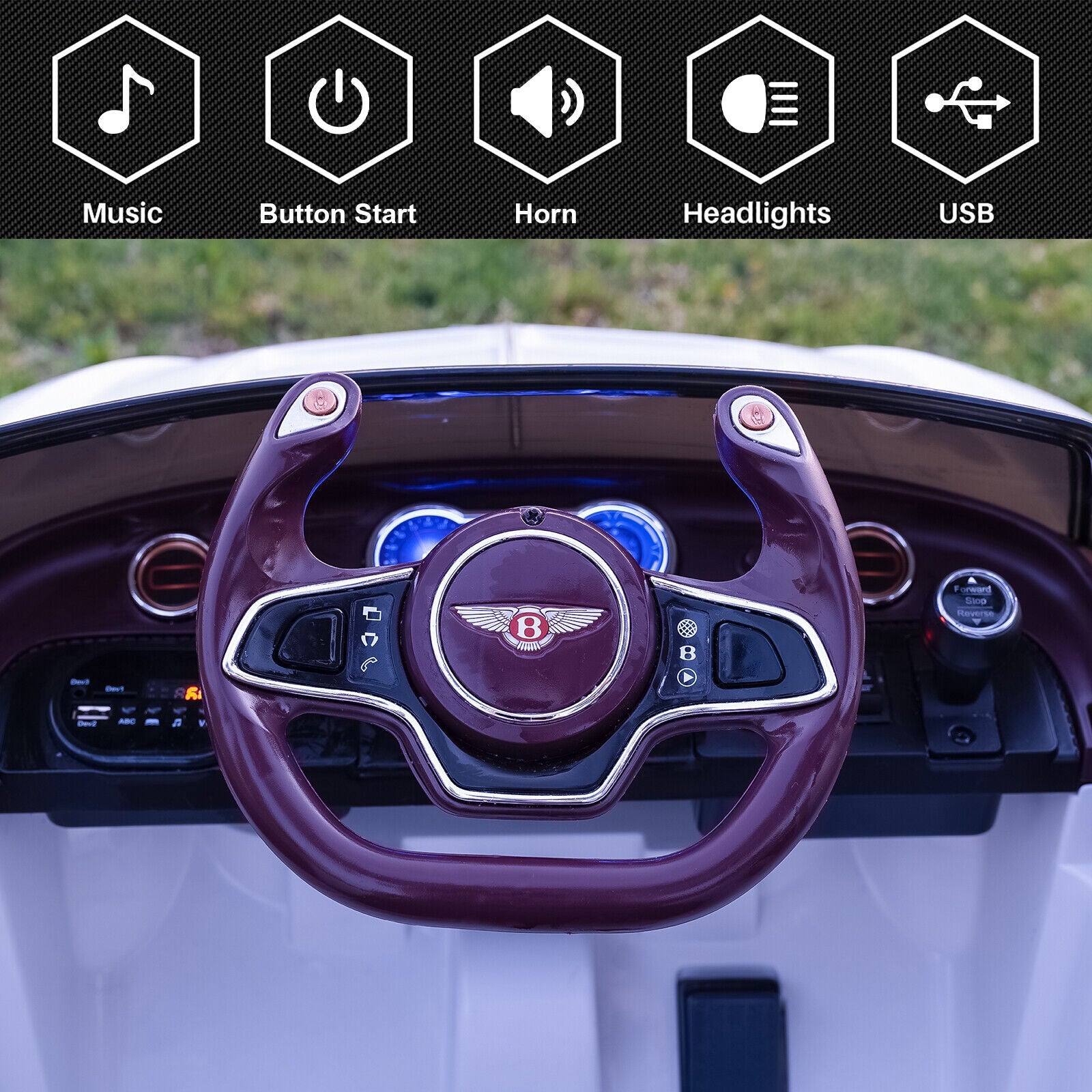 Licensed Bentley Style 12V Electric Ride-On Car with Remote Control - Battery Powered