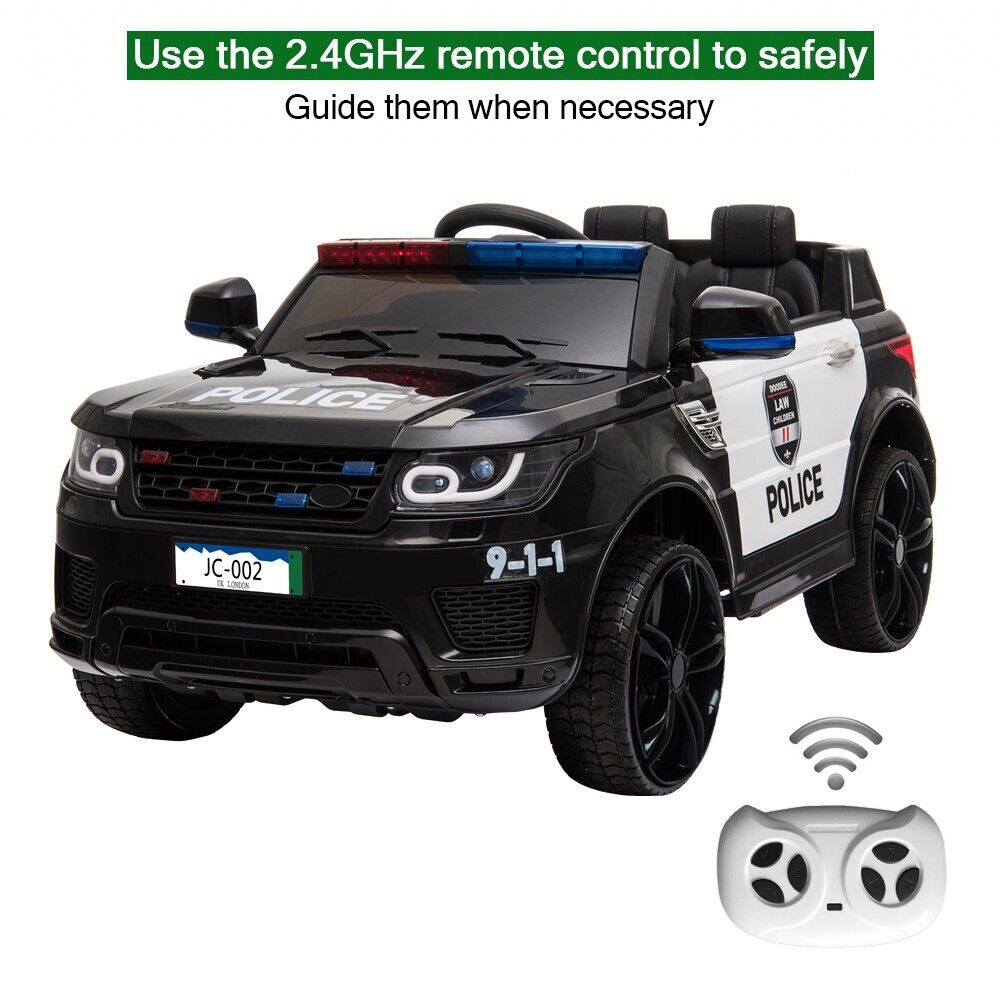 12V Electric Police Car Ride-On SUV for Kids with Remote Control - Black