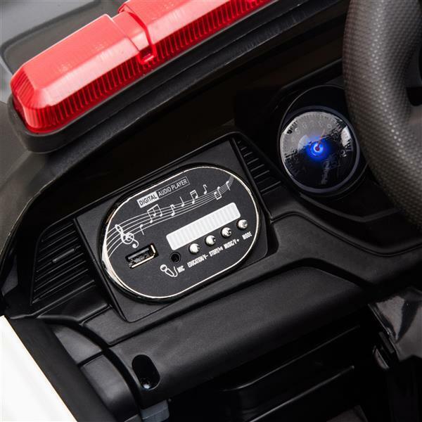 12V Electric Police Car Truck for Kids with 3 Speeds and Remote Control