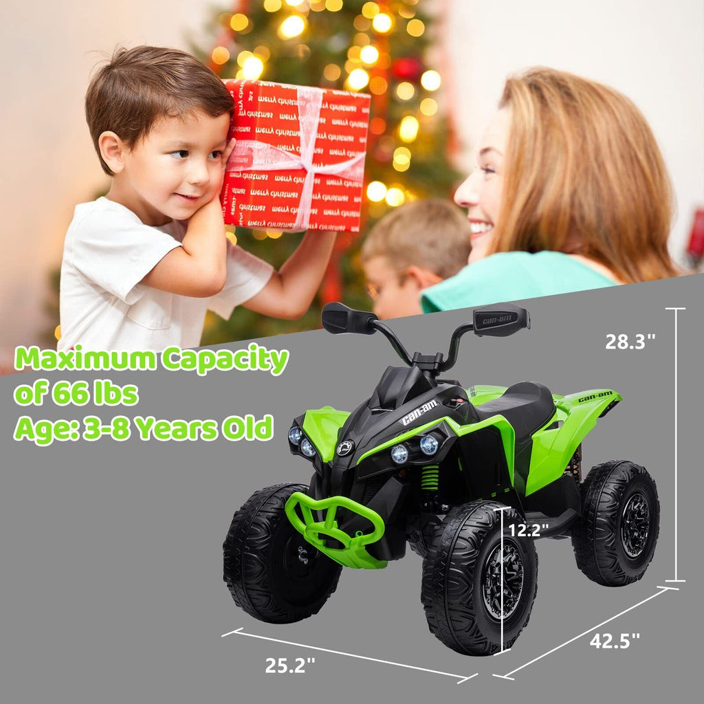 12V Electric Ride-On ATV for Kids with LED Lights and Music