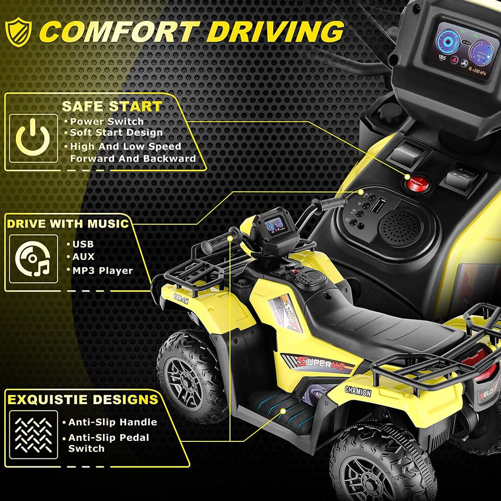 12V Electric Ride-On ATV for Kids with USB/MP3 Player - Perfect Gift for Ages 3-6!