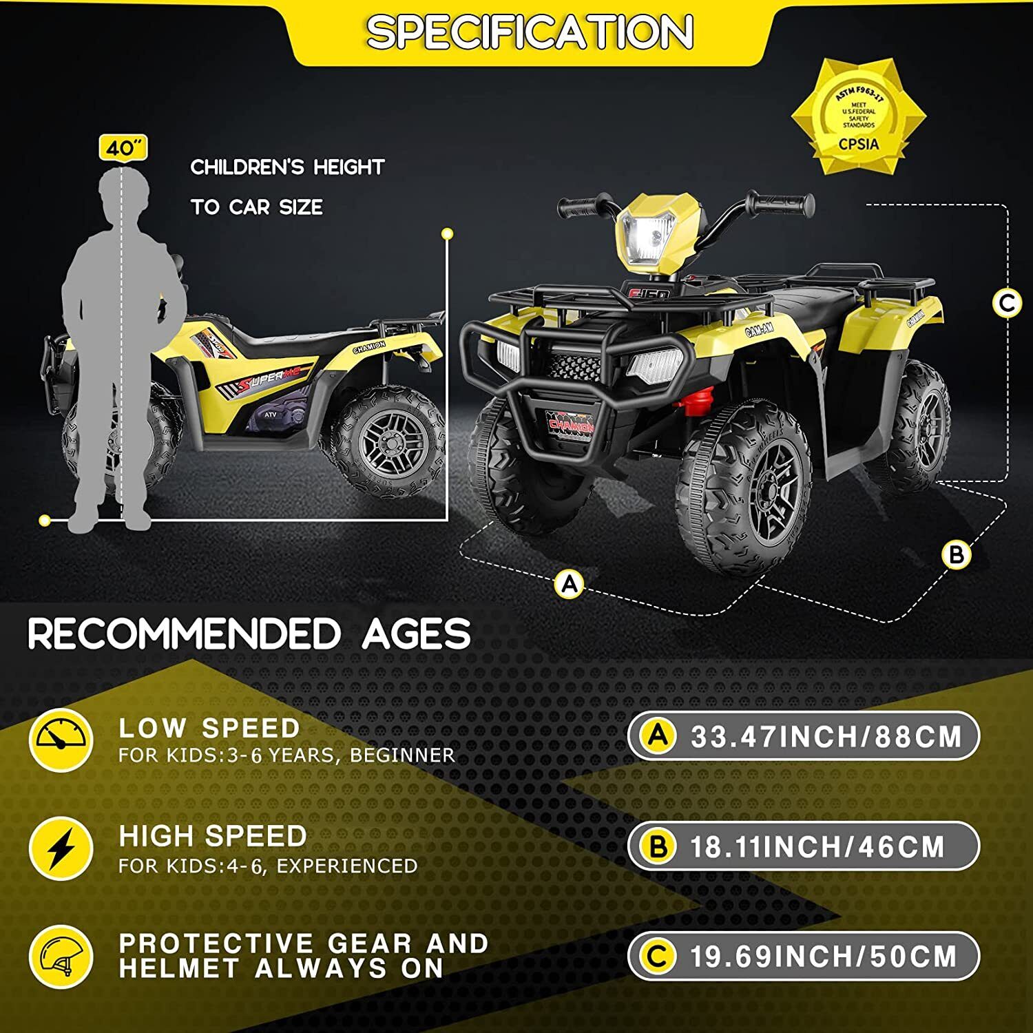 12V Electric Ride-On ATV for Kids with USB/MP3, Perfect Gift for Ages 3-6