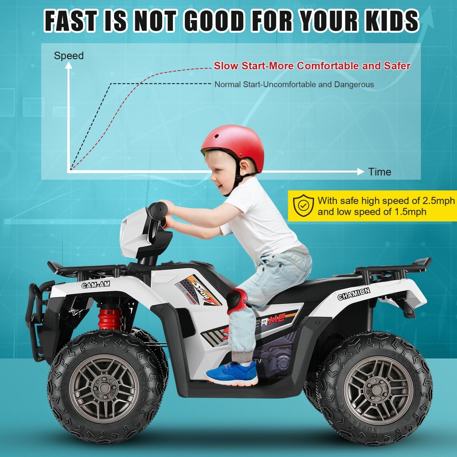 12V Electric Ride-On ATV Toy Car with USB/MP3 for Kids Ages 3-6