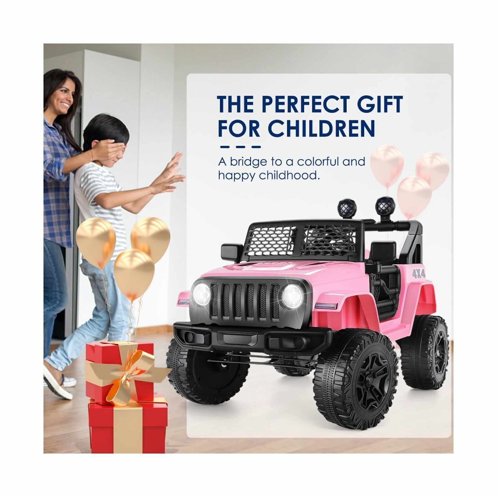 Electric Ride-On Car for Kids with Remote Control and 3 Speed Options