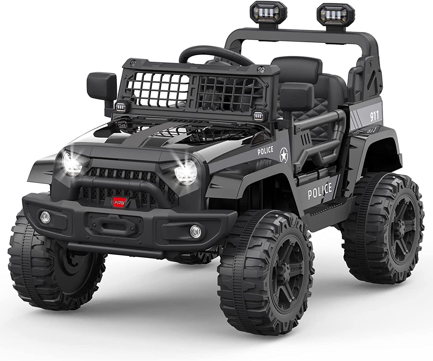 12V Electric Ride-On Car for Kids with Remote Control, LED Lights, and Bluetooth - 2 Speed Options