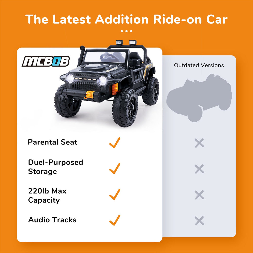 KLOKICK 12V Electric Off-Road UTV Truck for Kids with LED Headlights and Music
