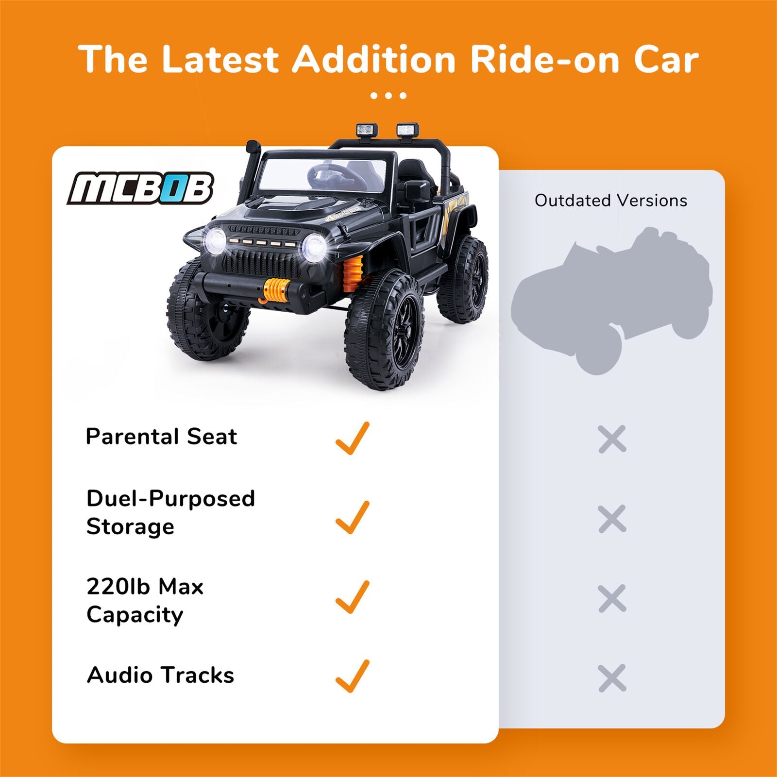 12V Electric Parent-Child Ride On Truck with Remote Control - 2 Seater Kids Car