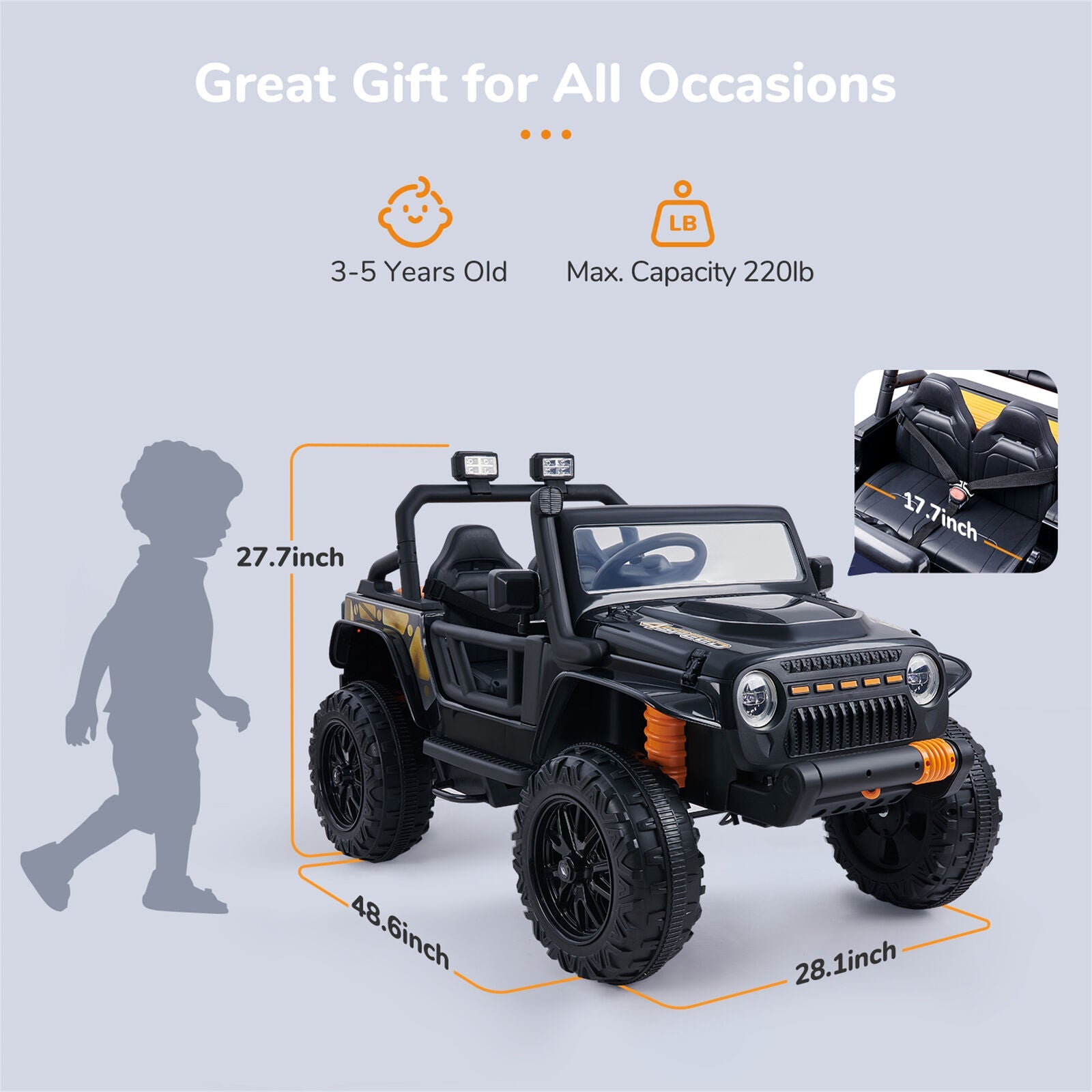 12V Electric Parent-Child Ride On Truck with Remote Control - 2 Seater Kids Car