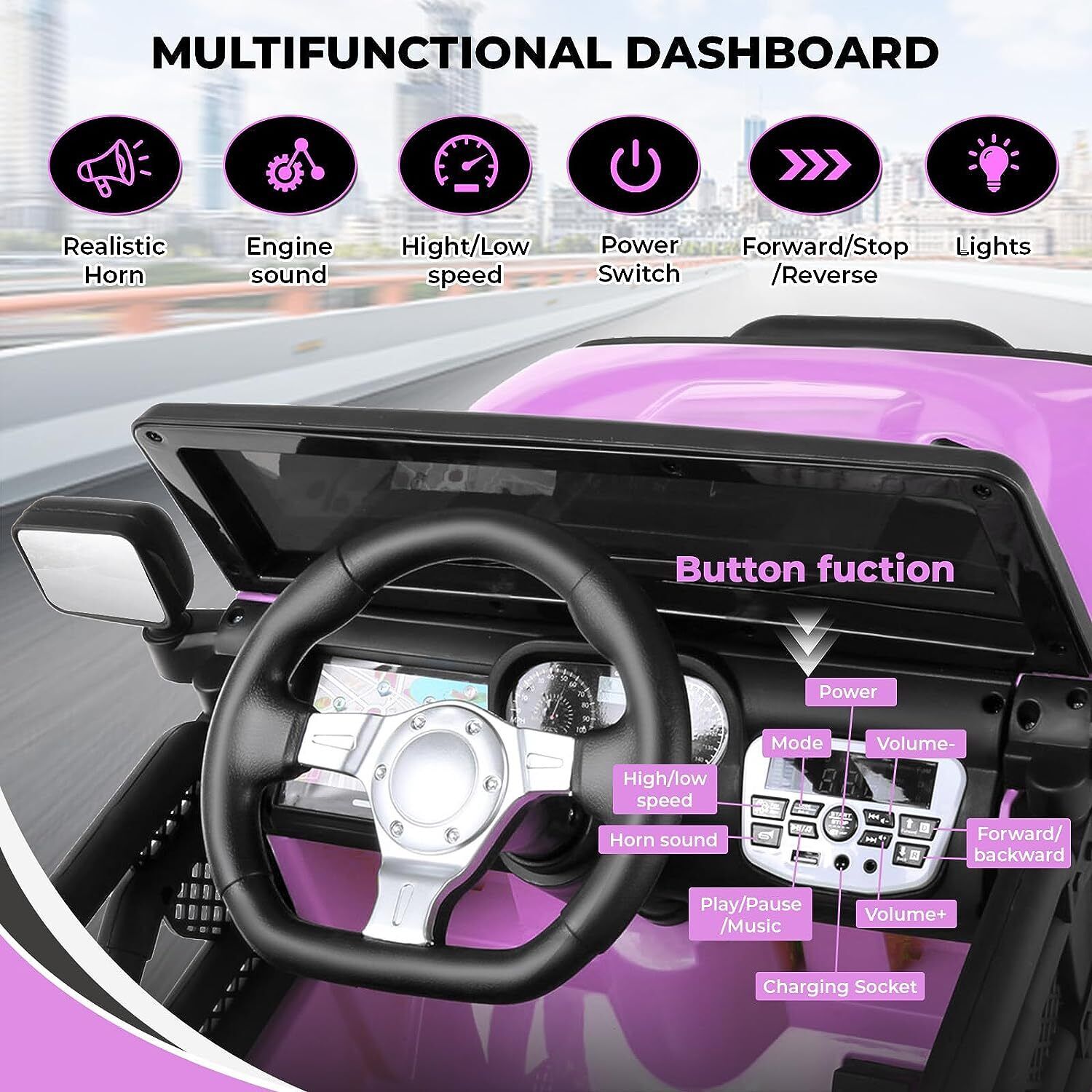 12V Electric Ride On Car for Kids with Spring Suspension & Remote Control