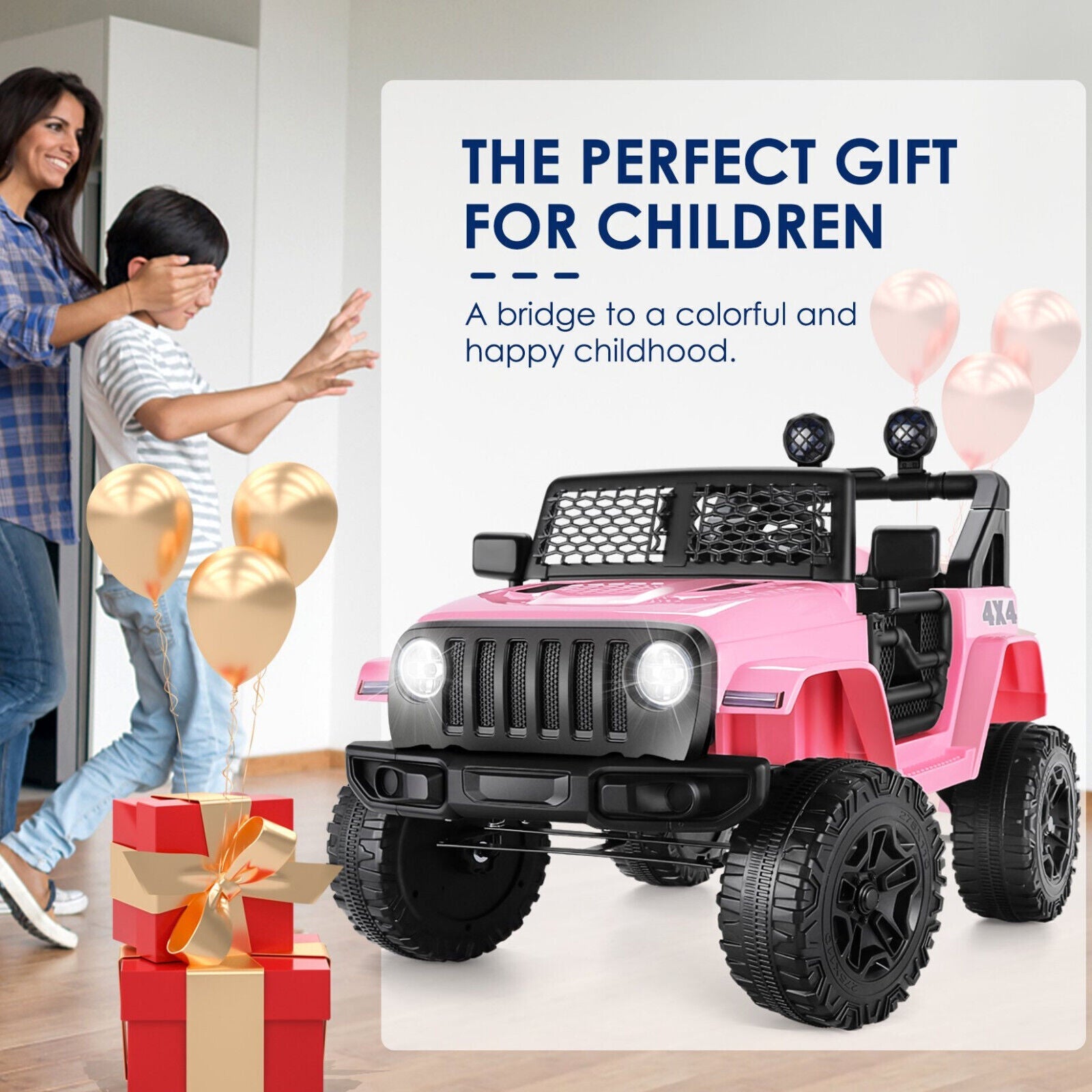 12V Electric Ride On Car Toy Truck with USB, Bluetooth, and Remote Control for Kids
