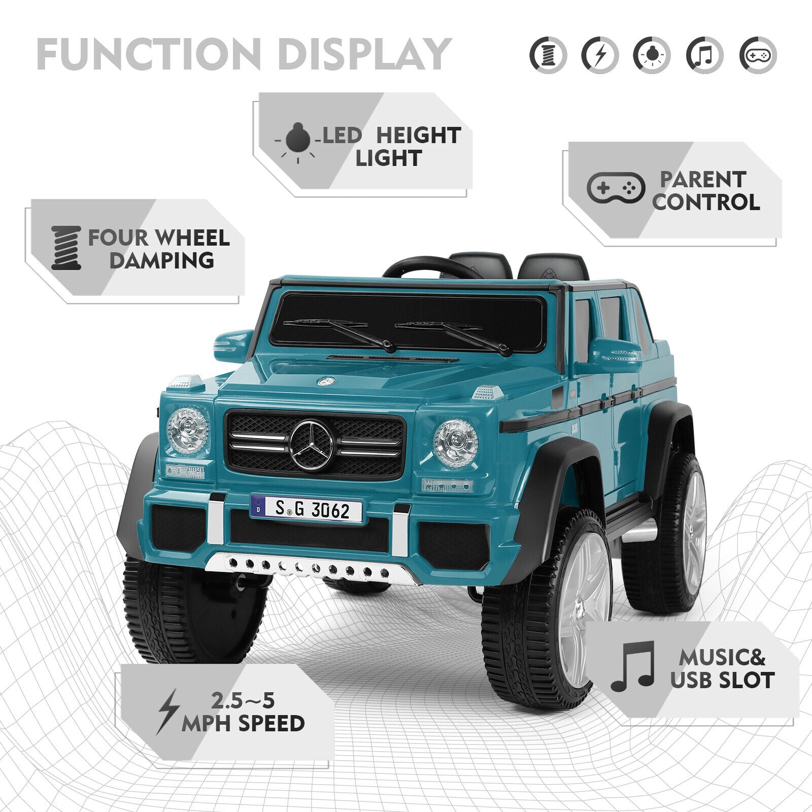 12V Electric Ride On Car Truck for Kids with MP3, USB, LED Lights, and Remote Control