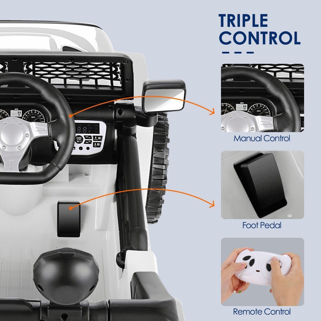 12V Electric Ride-On Trucks for Kids with Remote Control, MP3 Music, and Lights
