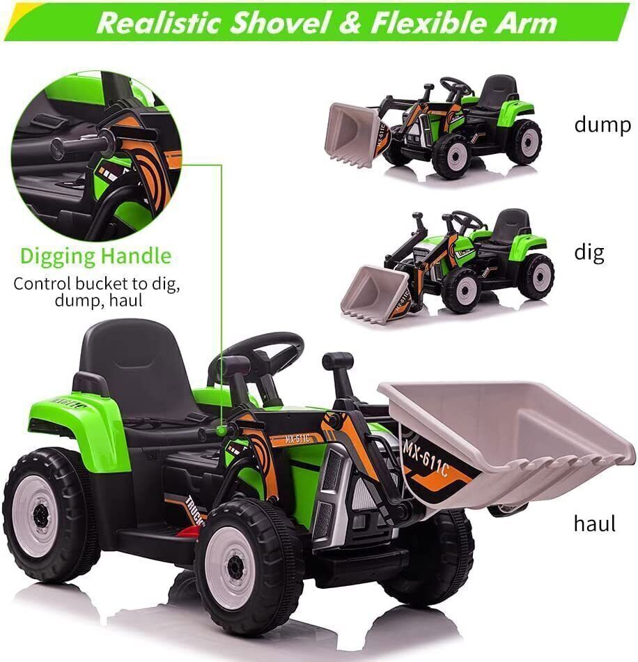12V Electric Ride-On Excavator for Kids with Bluetooth and 3 Speeds