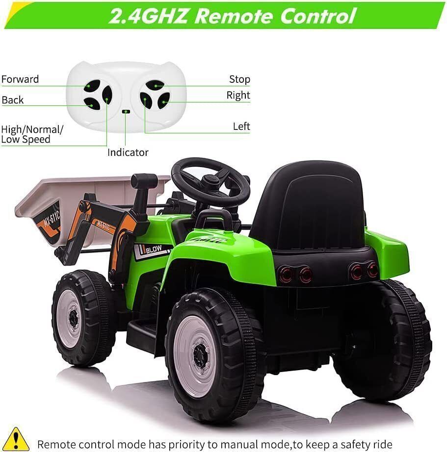 12V Electric Ride-On Excavator for Kids with Bluetooth and 3 Speeds