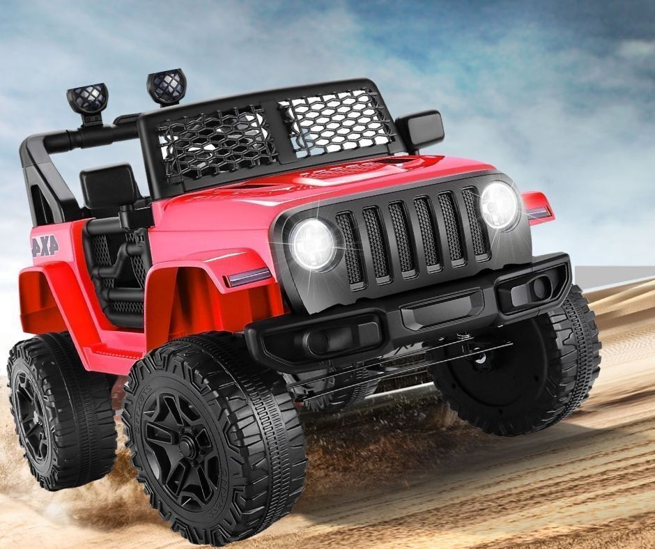 12V Electric Ride-On Jeep Car for Kids with LED Lights, MP3 Player, Remote Control, and 3 Speeds - 7AH Battery Powered