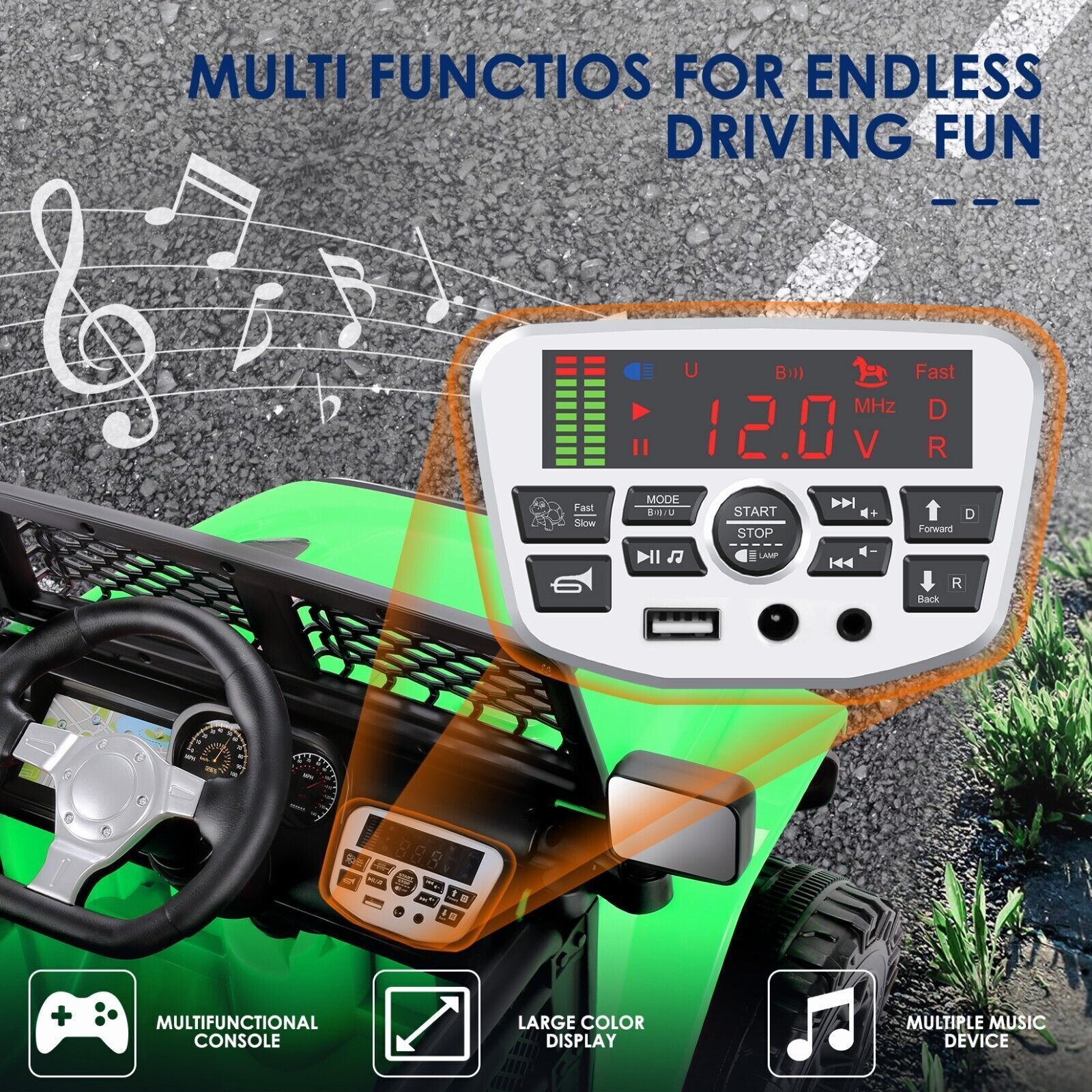 12V Electric Ride On Jeep Toy Car for Kids with USB, LED, MP3, and Remote Control - Perfect Gift!