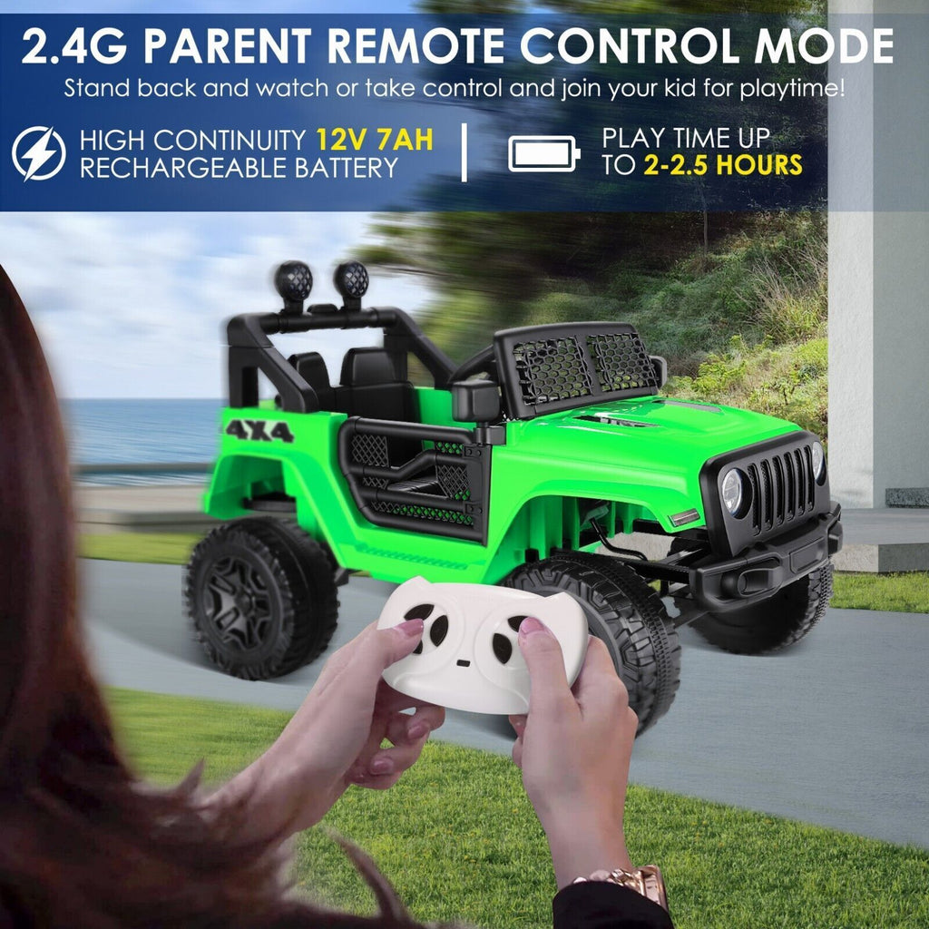 12V Electric Ride On Jeep Toy Car with USB, Bluetooth, and Remote Control for Kids