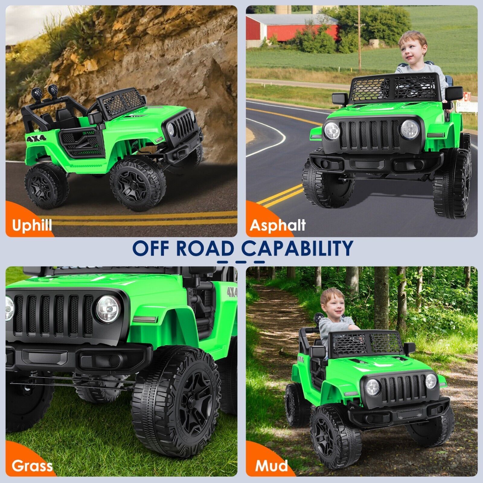 12V Electric Ride On Jeep Toy Car with USB, Bluetooth, and Remote Control for Kids