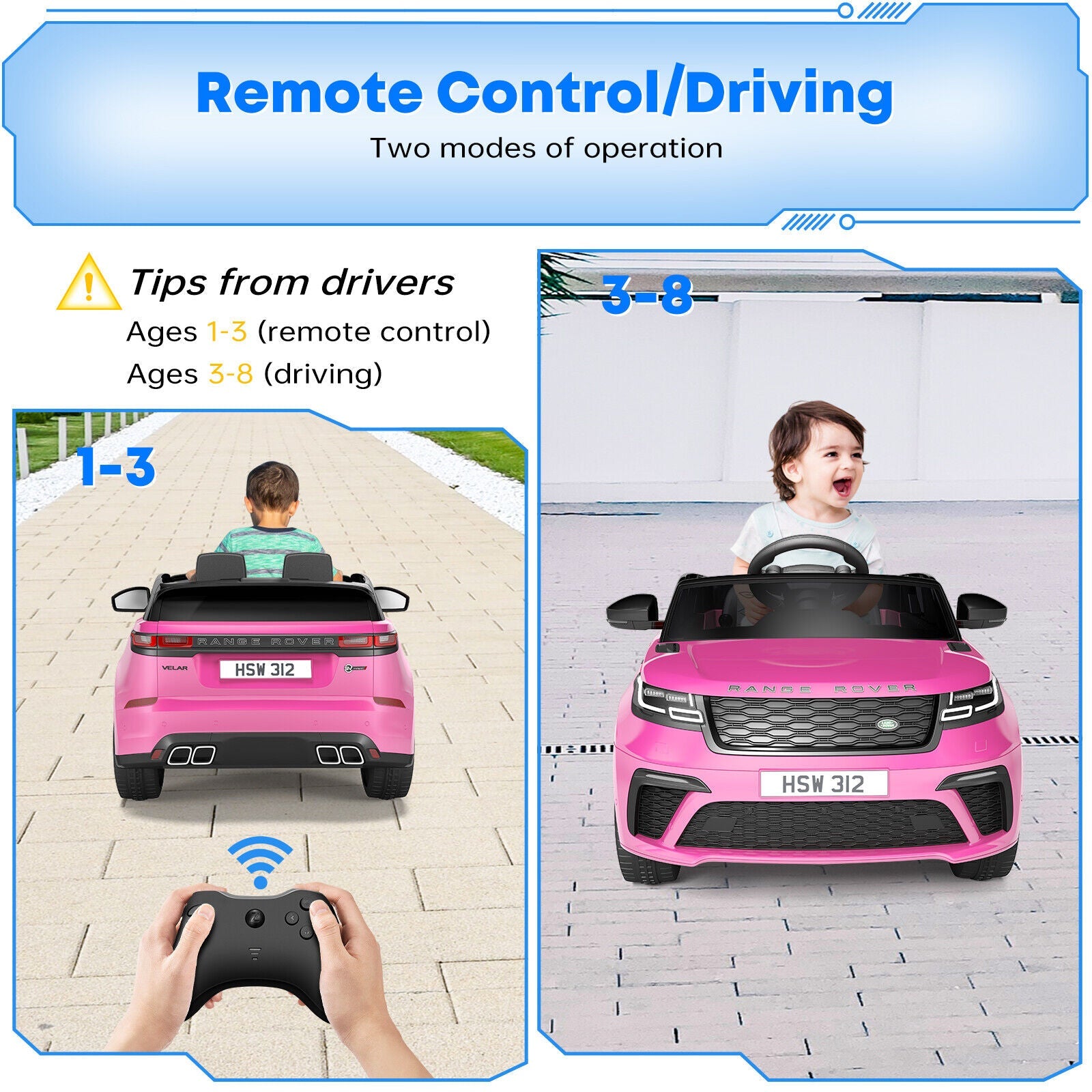 12V Electric Ride-On Land Rover Toy for Kids with Parental Remote Control