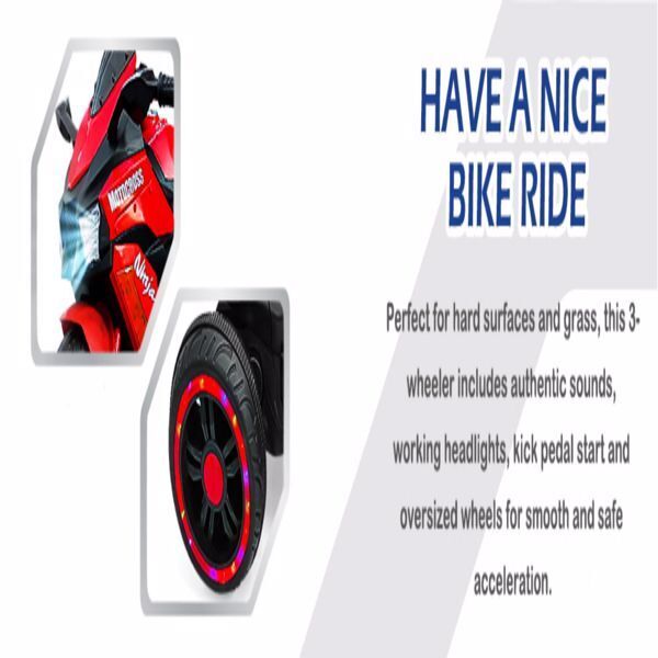 12V Electric Ride On Motorcycle for Kids with LED Lights
