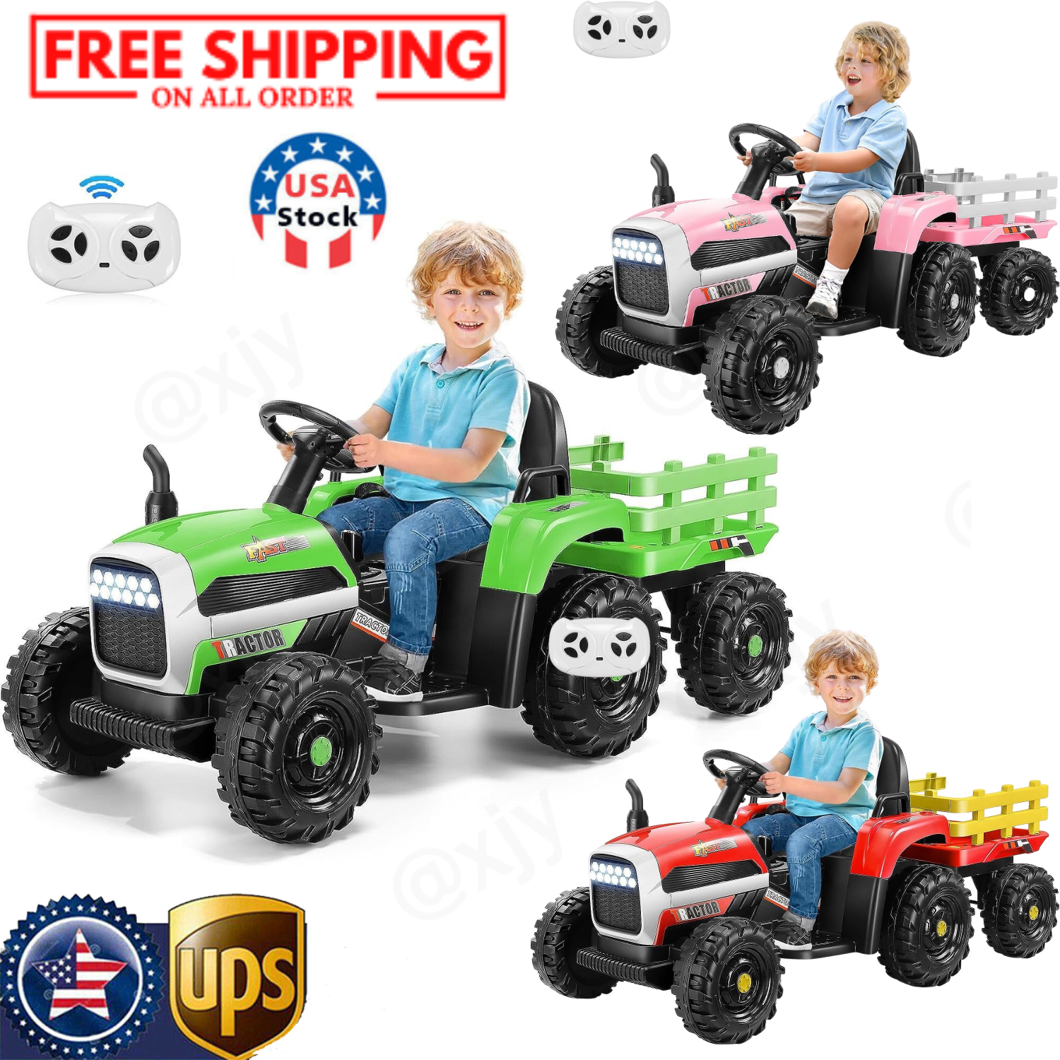 12V Electric Ride-On Tractor with Trailer for Kids - Includes Remote Control!