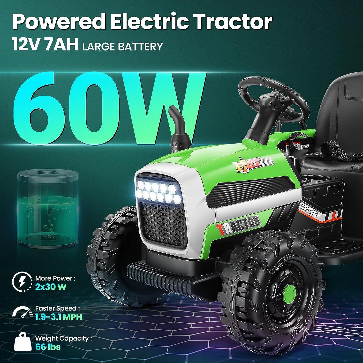 12V Electric Ride-On Tractor with Trailer for Kids - Includes Remote Control!
