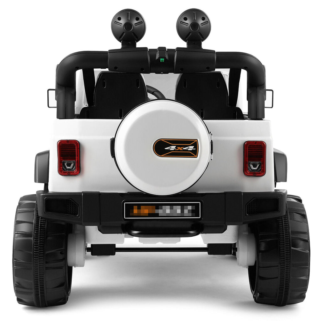 Electric 3-Speed Kids Ride-On Car with MP3, LED Lights, and Remote Control - White