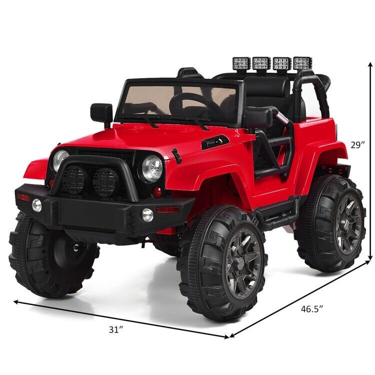 12V Electric Ride On Truck Toy Car with MP3 Player, Remote Control, and LED Lights for Kids